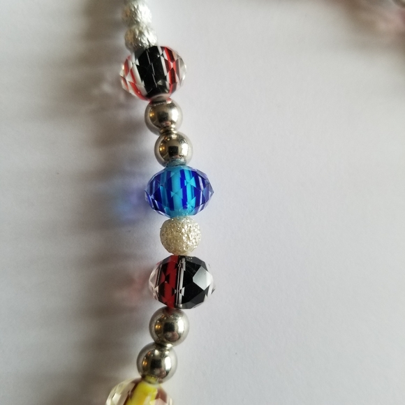 Handmade necklace clear and colorful faceted beads sparkly beaded - Picture 5 of 14